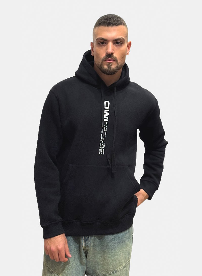 OWL UNISEX HOODIE OWL PRINTED  BLACK - Image 1